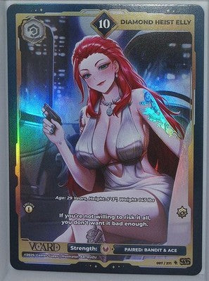 VCard Divine Chaos - 1st Edition - Ultra Rare Power 10 Diamond Heist Elly
