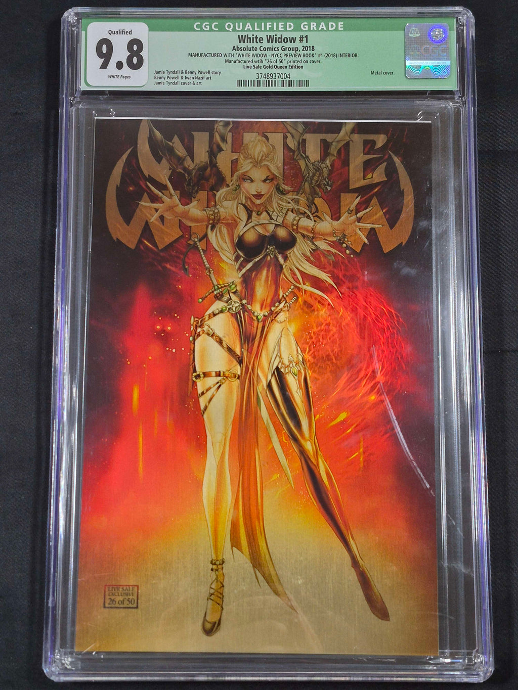 White Widow #1 CGC 9.8 Manufacturing ERROR/Live Sale Gold Queen Metal Edition #26/50