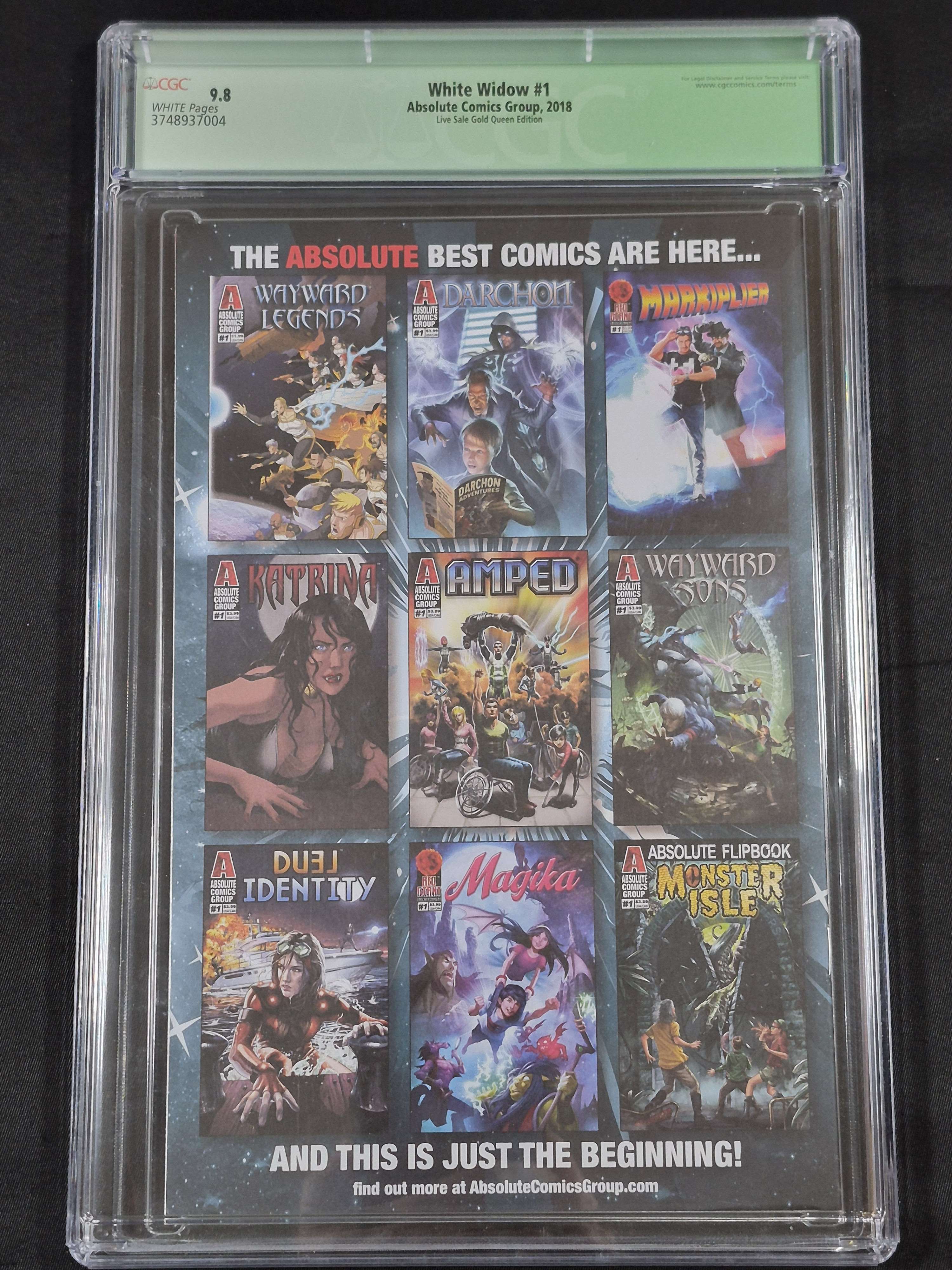 White Widow #1 CGC 9.8 Manufacturing ERROR/Live Sale Gold Queen Metal Edition #26/50