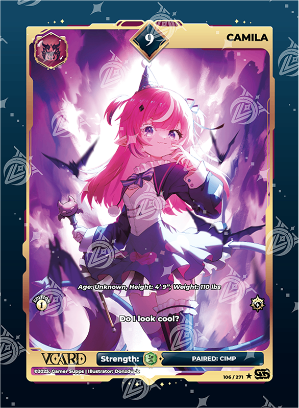 VCard Divine Chaos - 1st Edition - Rare Power 9 Holo Camila