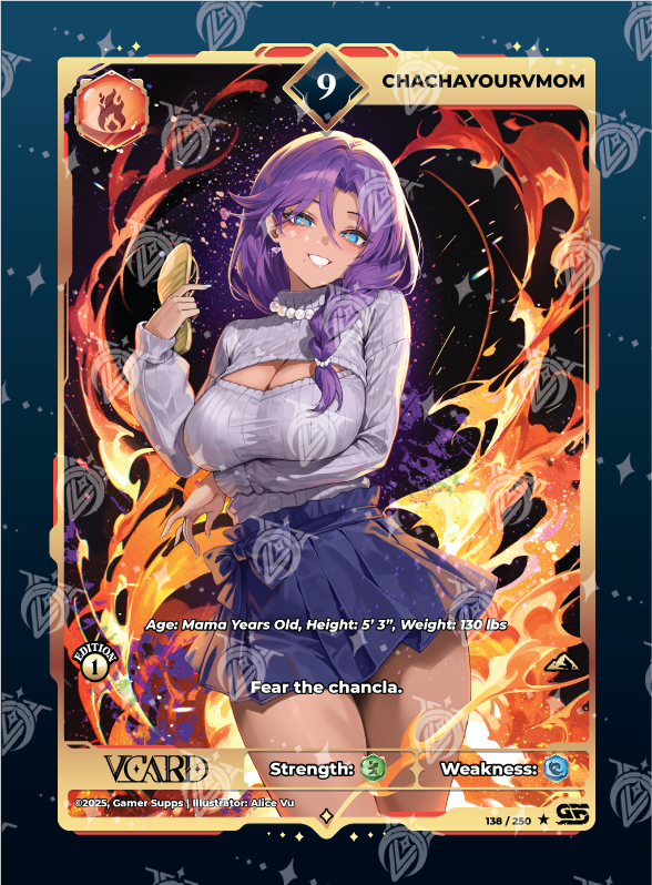 VCard Awakened Worlds - 1st Edition - Rare Power 9 ChaChaYourVmom Holo