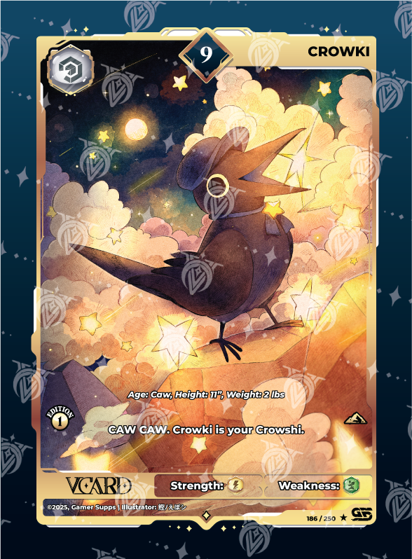 VCard Awakened Worlds - 1st Edition - Rare Power 9 Crowki Holo