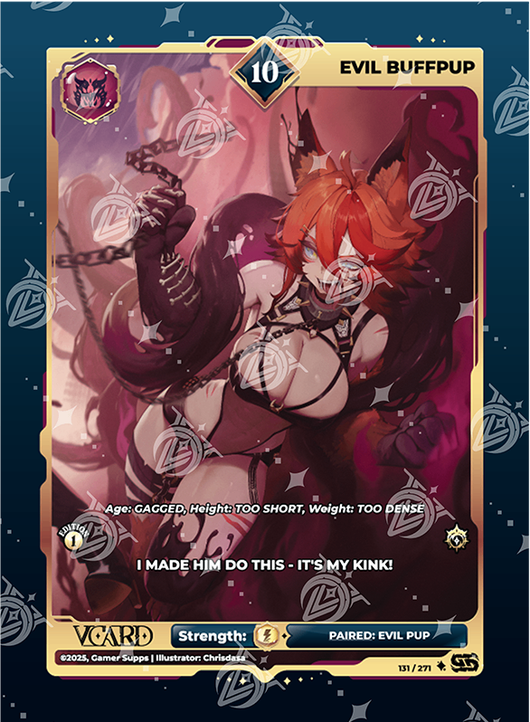 VCard Divine Chaos - 1st Edition - Ultra Rare Power 10 Evil Buffpup