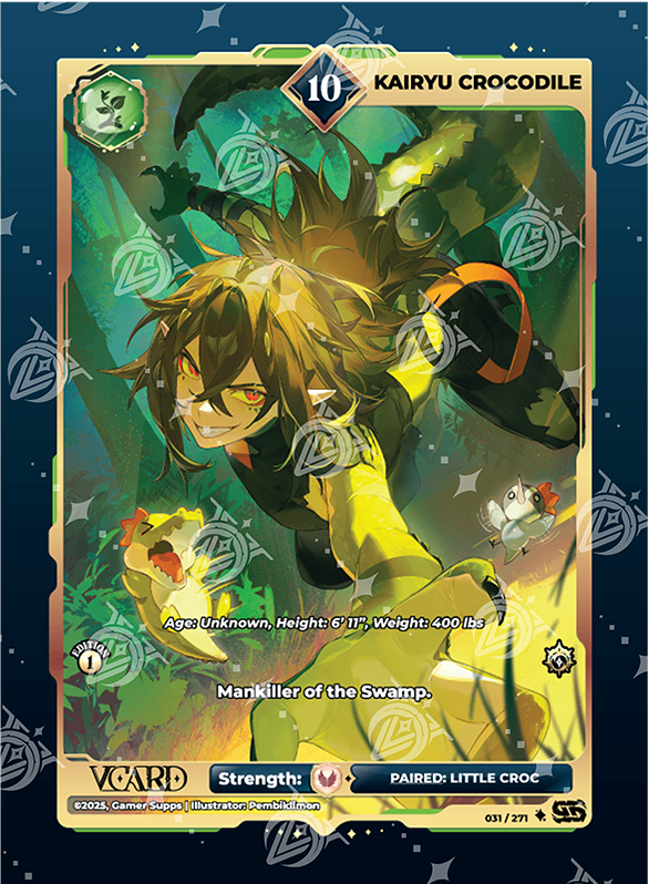 VCard Divine Chaos - 1st Edition - Ultra Rare Power 10 Kairyu Crocodile