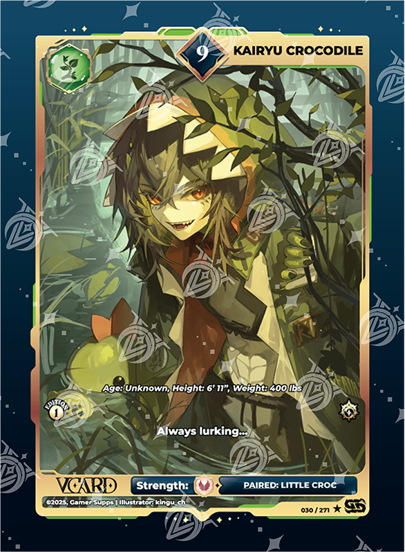 VCard Divine Chaos - 1st Edition - Rare Power 9 Holo Kairyu Crocodile