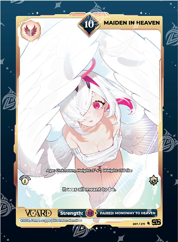 VCard Divine Chaos - 1st Edition - Ultra Rare Power 10 Maiden In Heaven