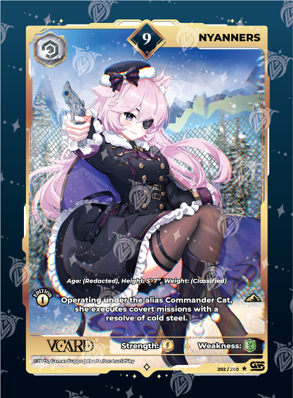 VCard Awakened Worlds - 1st Edition - Rare Power 9 Nyanners Holo