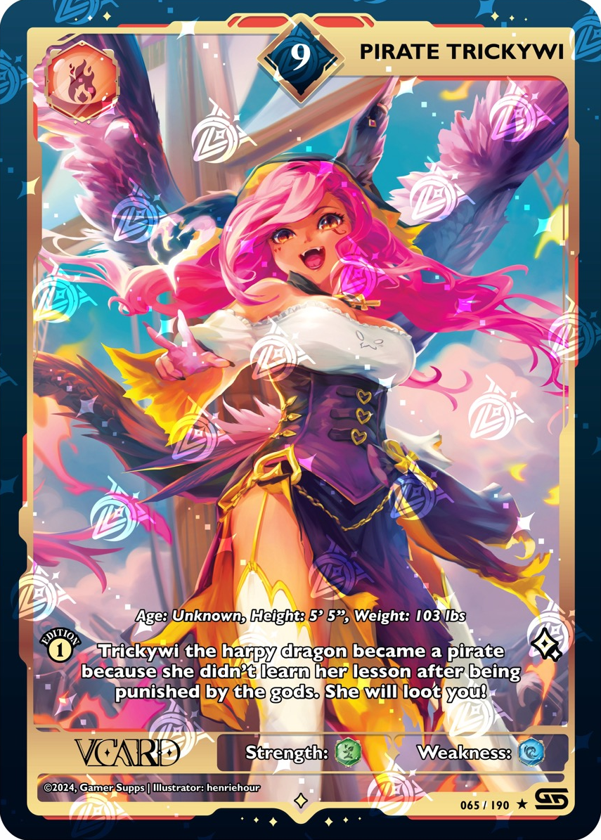GamerSupps VCard Rising Stars 1st Edition - Rare Power 9 Pirate Trickywi 065/190