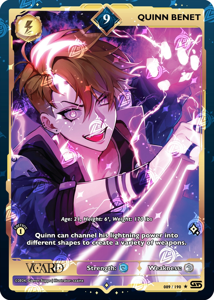 GamerSupps VCard Rising Stars 1st Edition - Rare Power 9 Quinn Benet - 089/190