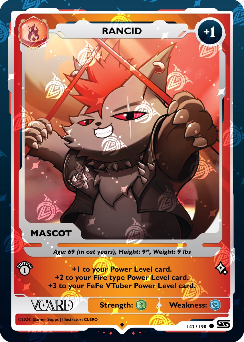 GamerSupps VCard Rising Stars 1st Edition - Rancid Holo Mascot - 143/190