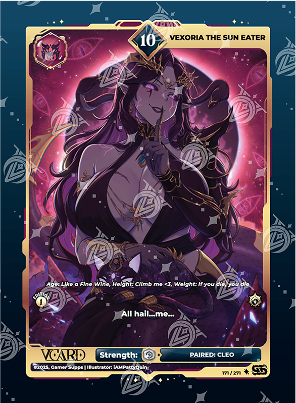 VCard Divine Chaos - 1st Edition - Ultra Rare Power 10 Vexoria The Sun Eater