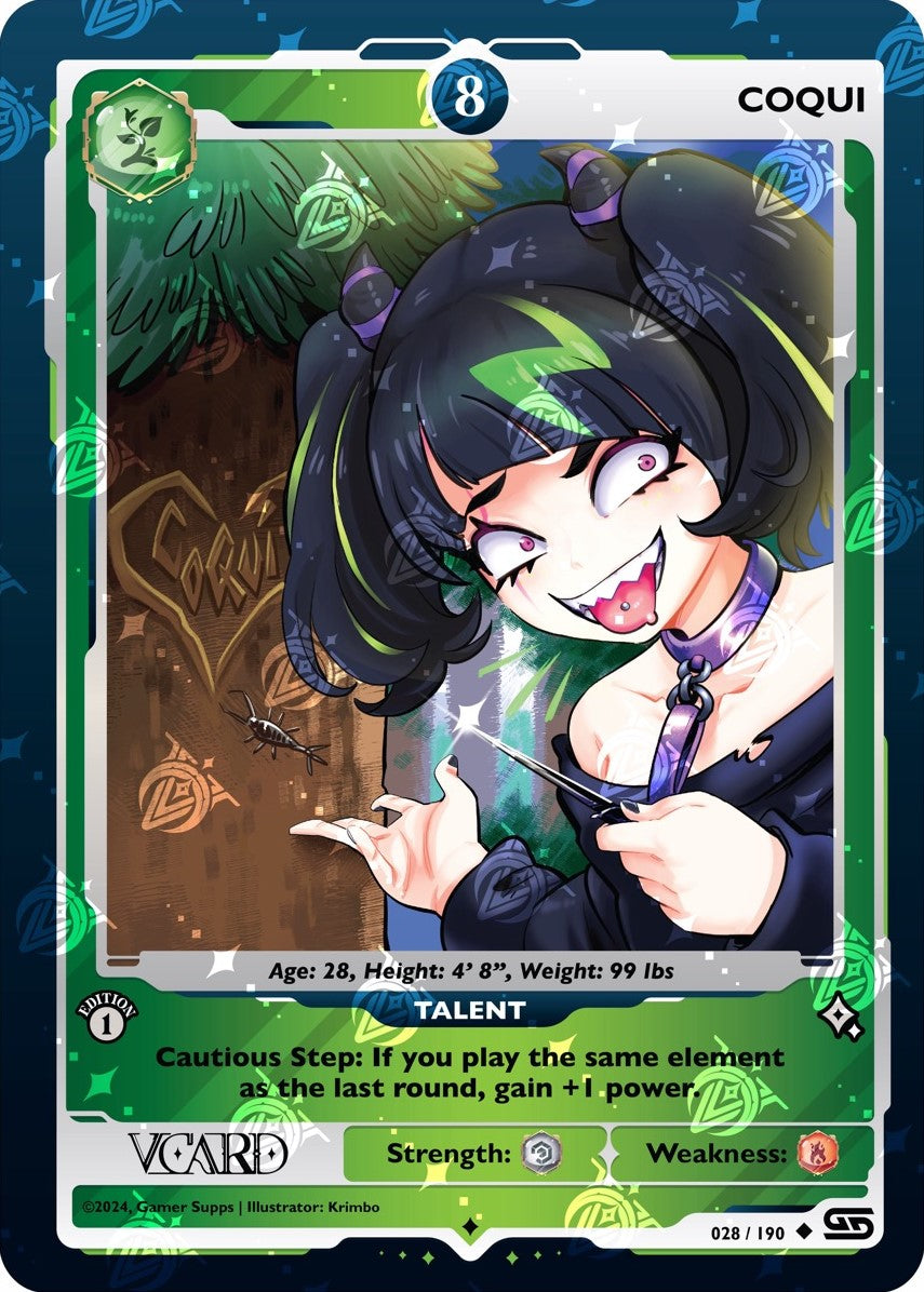 GamerSupps VCard Rising Stars 1st Edition - Power 8 Coqui Holo - 028/190
