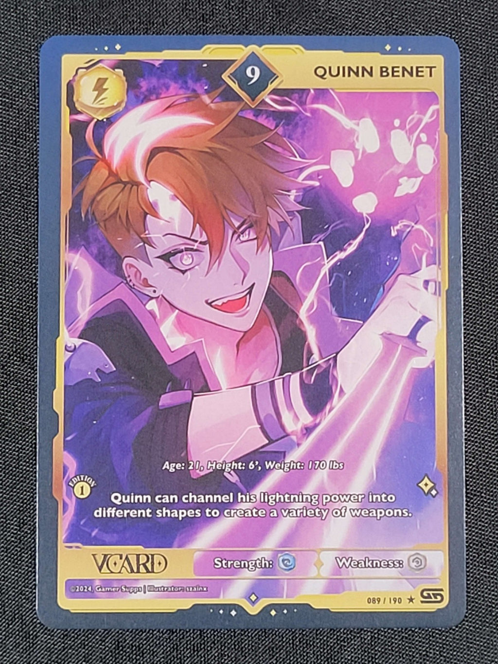 GamerSupps VCard Rising Stars 1st Edition - Rare Power 9 Quinn Benet - 089/190